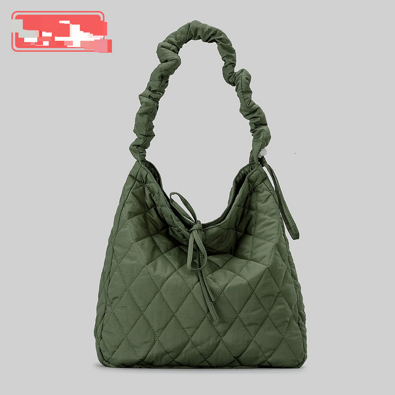 Lage & Bags Large Capacity Dia Filled Cotton Bucket Bowknot Drawstring Shoulder Strap Handbag Quilted Nylon Bag Women Wholesale