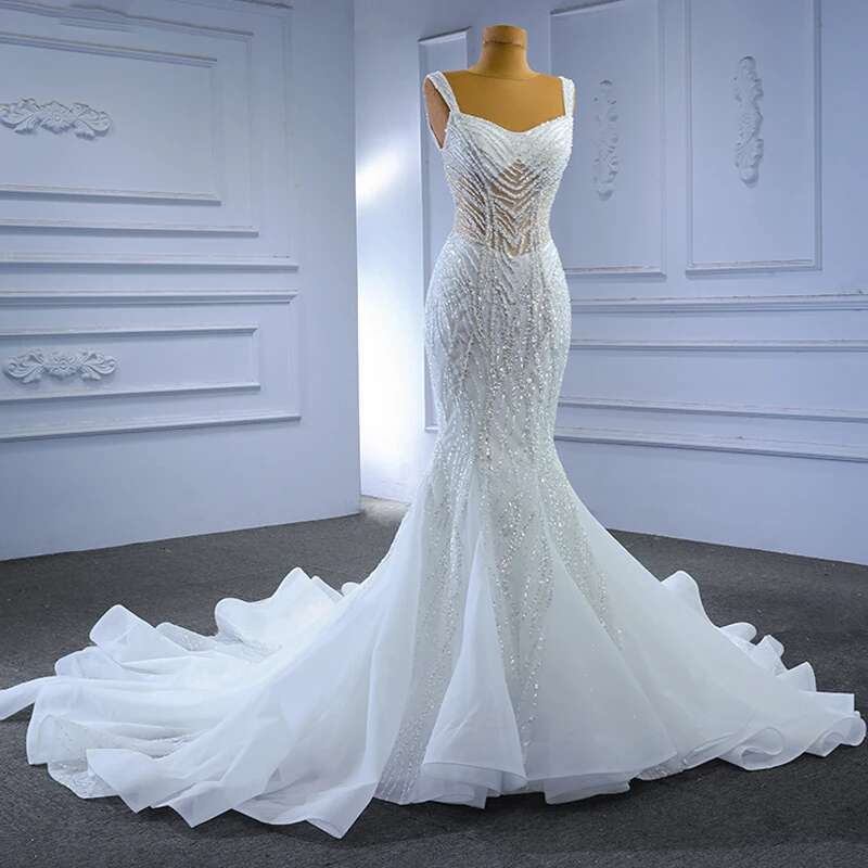 exquisite organza custom mermaid harvest wedding dresses for women beads