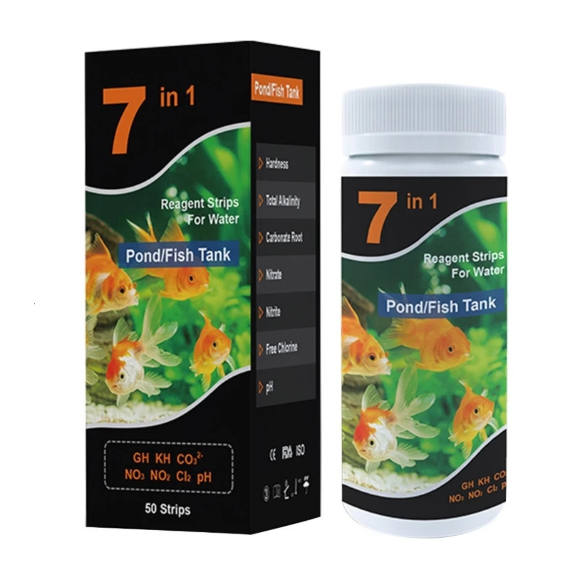 50100PCS 7 in 1 Aquarium Test Strips Fish Test Set Aquarium Water Test 250226