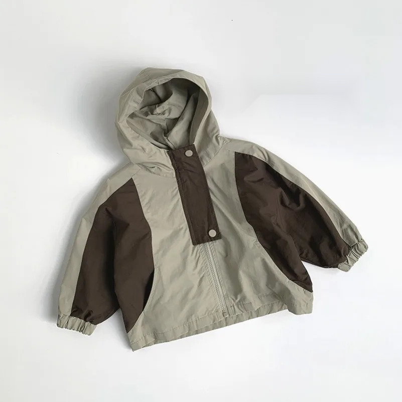Ddmyshoesvip Spring New Children T Contrast Color Hooded Boys Girls Long Sleeve Casual Jacket Baby Loose Zipper Coat Kids Clothes