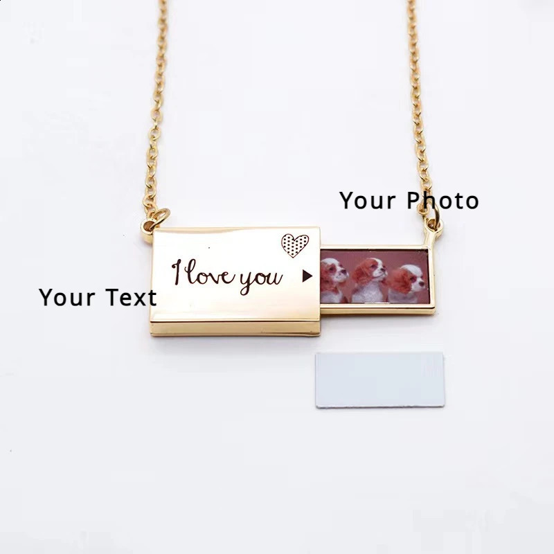 Personalized Stainless Steel Po Necklace Custom Engrave Love You Color Pendant Jewelry 2014 Couple Gift 250117