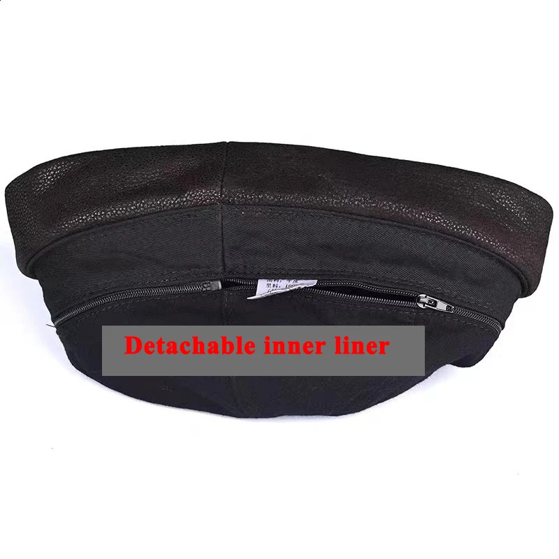 Genuine Leather Skull Cap Women Retro Watermelon Thin Beanie Hats Men Casual Black Cabbie Bone Bonnet Mujer Fitted Round Gorra 250221