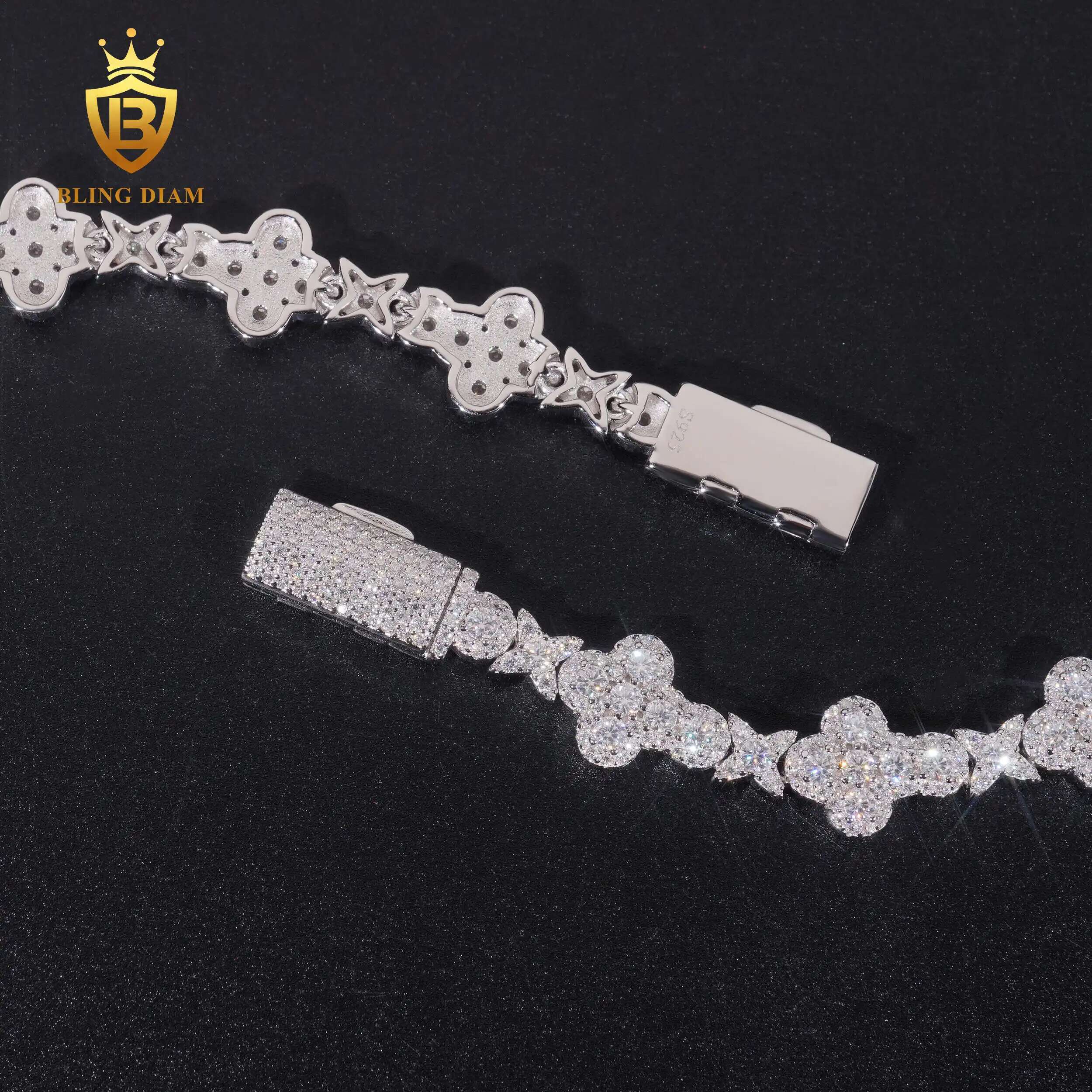 New 10mm sier moissanite cross with GRA Certificate Hip Hop Cuban Chain Bracelet Accessories Jewelry