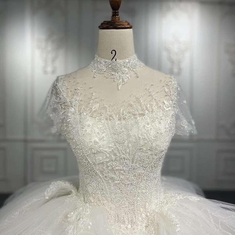 Simple Dresses Women Bridal Organza High Neck Ball Gown Wedding Suits For Woman Custom