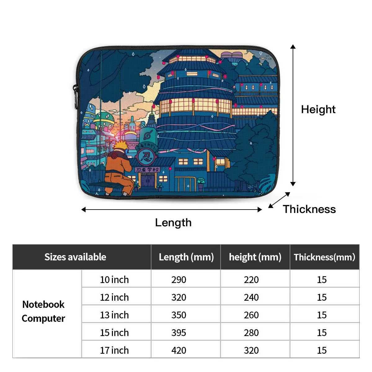 Anime Manga City Night Kawaii Cool 12 13 15 17 Inch Laptop Liner Sleeve Notebook Bag Case Shockproof Case Bag Z250224