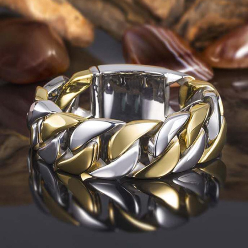 Fashion Silver Gold Contrast Color Chain Ring Designer Jewelry Hip Hop Wedding Promise Band for Women Men Band Rings Fashion Jewelry Will and Sandy Gi