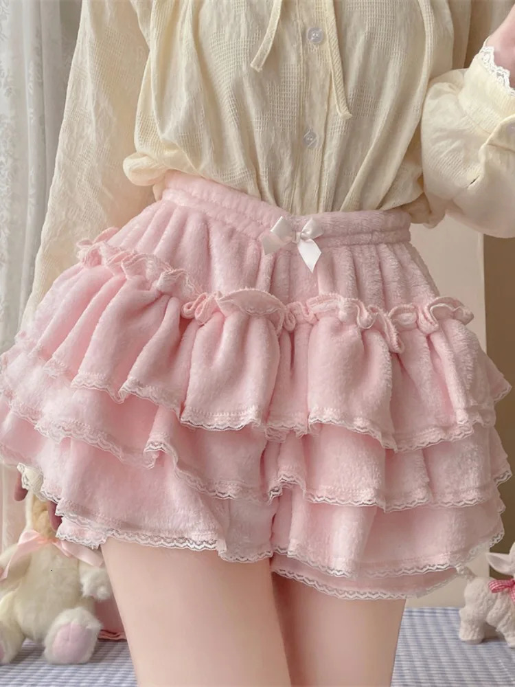 Japanese Lolita Kawaii Short Pants Women Bow Pleated Sweet Shorts Female Korean Fashion Elegant Casual Y2k Cute Shorts 250227