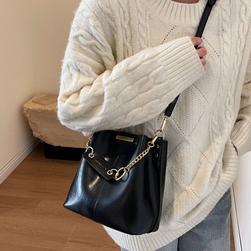 Bag, women's multifunctional soft leather multi compartment crossbody lazy style bag, diagonal cross bucket bag