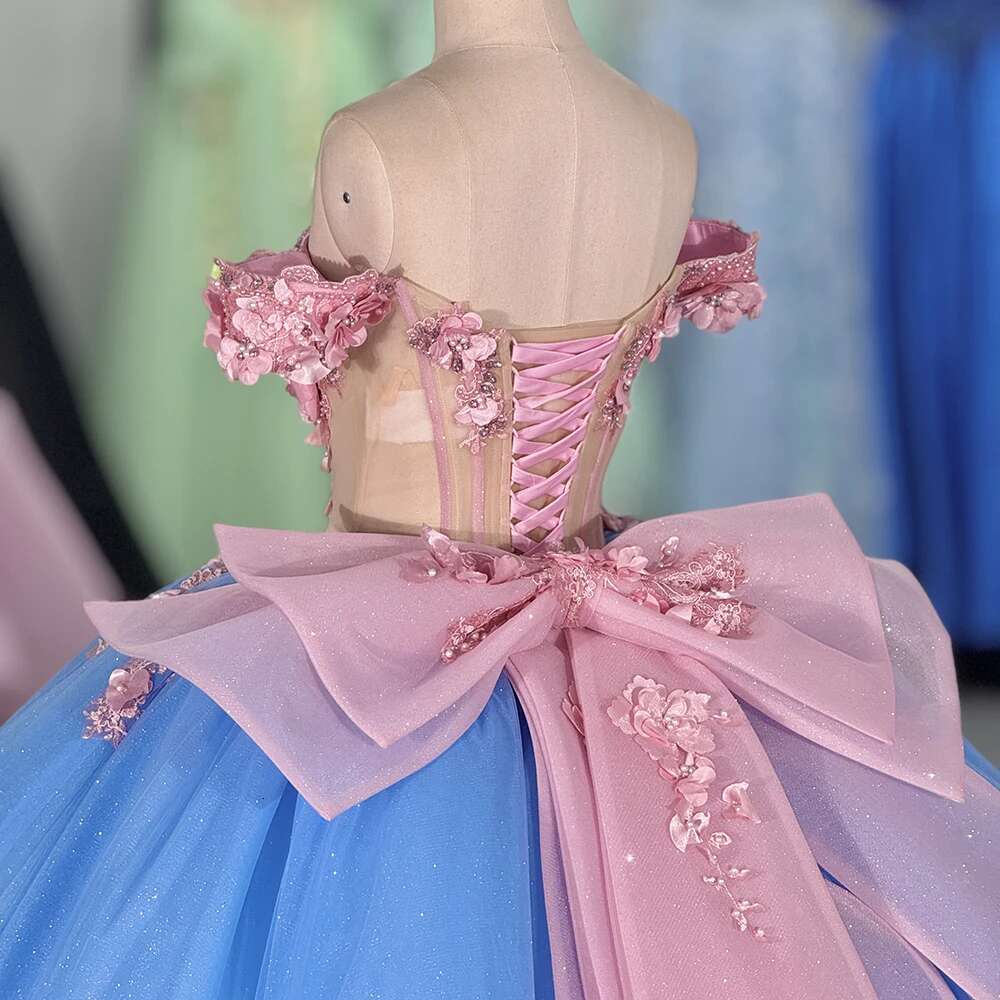 Custom Elegant Ball Gown Quinceanera Appliques Off Shoulder Prom Formal Birthday Party Dresses 15