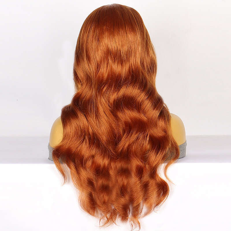 HD Front Lace Wig Front Female Hand Hook Big Wave Long Curled Hair Synthetic Headset Lace Wig Orange