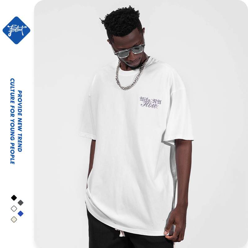American Fashion Brand T-shirt Men's Short Sleeve Loose Oversize220g Street Hip Hop Couple Bottom Shirt