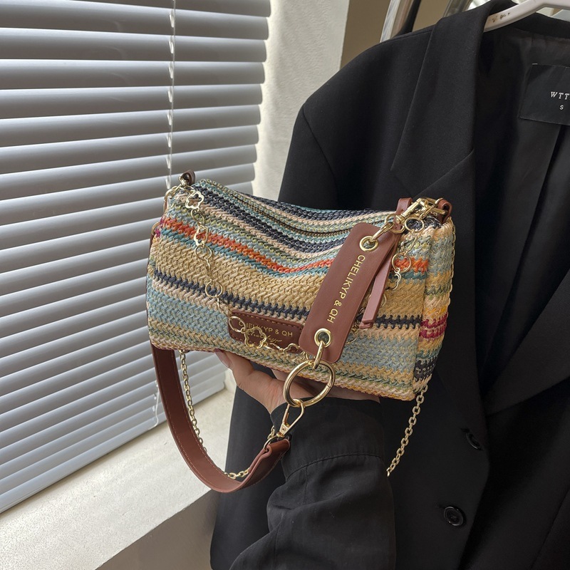 Summer super hot pillow women's 2025 new casual and stylish seaside vacation grass woven single shoulder crossbody bag #swissmilitary