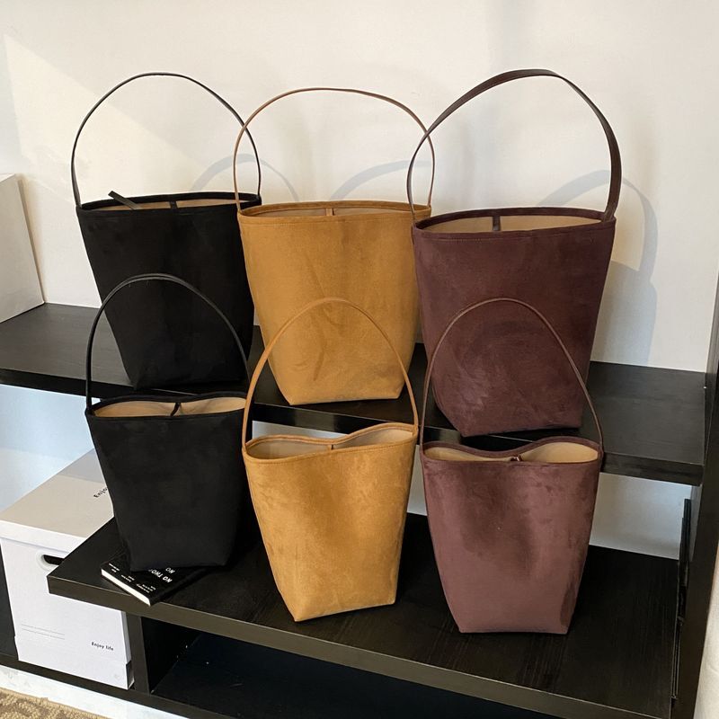 Simple row bucket autumn winter suede large capacity ins mother and child trendy single shoulder armpit bag