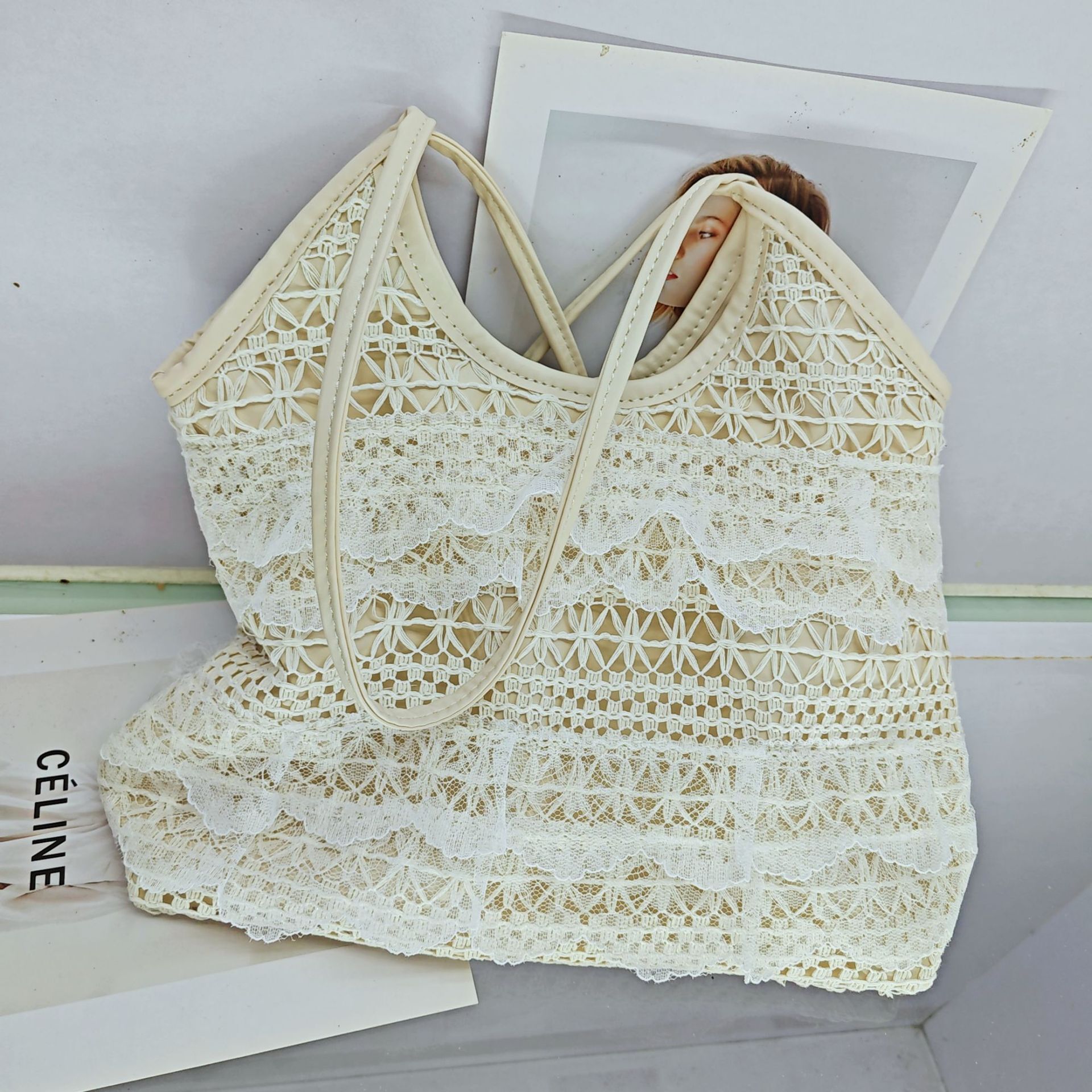 2025 Summer Leisure Vacation Fairy Lace Mesh Tote Underarm Shoulder Large Capacity Commuter Women's Bag #swissmilitary