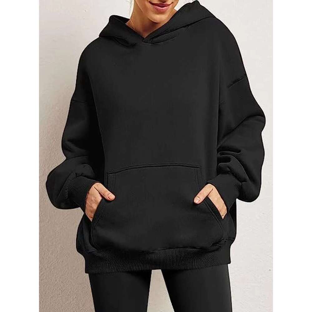 2024 Spring And Autumn New Style Women's Hoodies Casual Pocket Tops Loose Fit Trendy Sweater Cotton