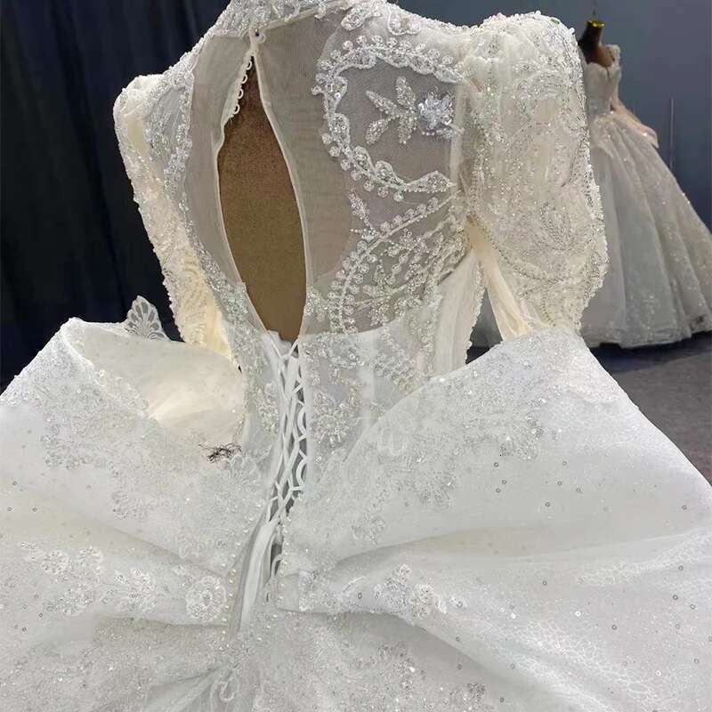 Custom Modern Dress Bride, V Neck Organza Ball Gown, Wedding Dresses For Women, Beads, Sequins, Lace, Robe Marriage