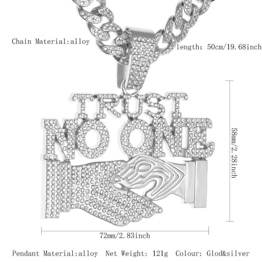 Instagram New Hip Hop TRUST NO ONE Letter Pendant Trendy Men's Necklace