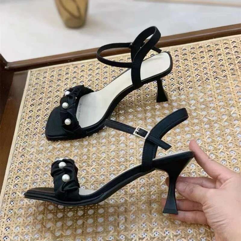 Women's Summer New Style French-Cute High-Heeled Sandals Versatile Outerwear Non-Tiring with Skirt One-Piece Roman Shoes