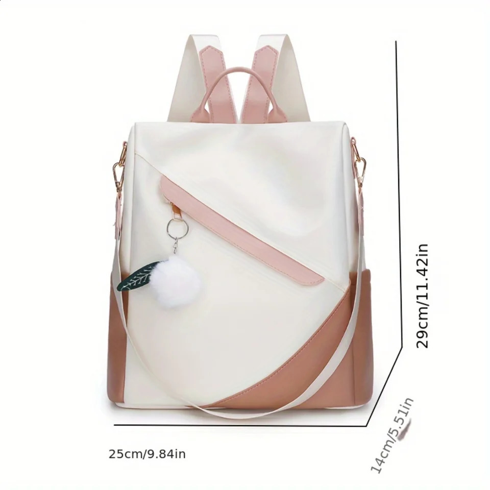 Ship from US Colorblock Patchwork Backpack Purse Antitheft Daypack Casual Twoway Shoulder Bag Fashion Travel Schoolbag 250227FBB