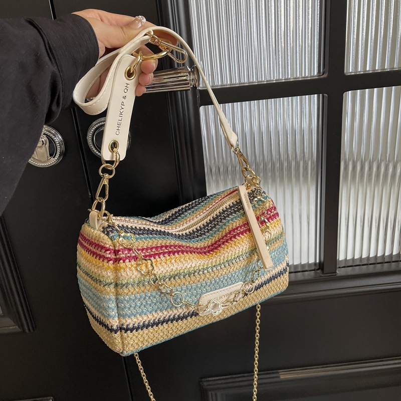 Spring summer super hot pillow women's 2025 new casual and stylish seaside vacation grass woven single shoulder crossbody bag #swissmilitary