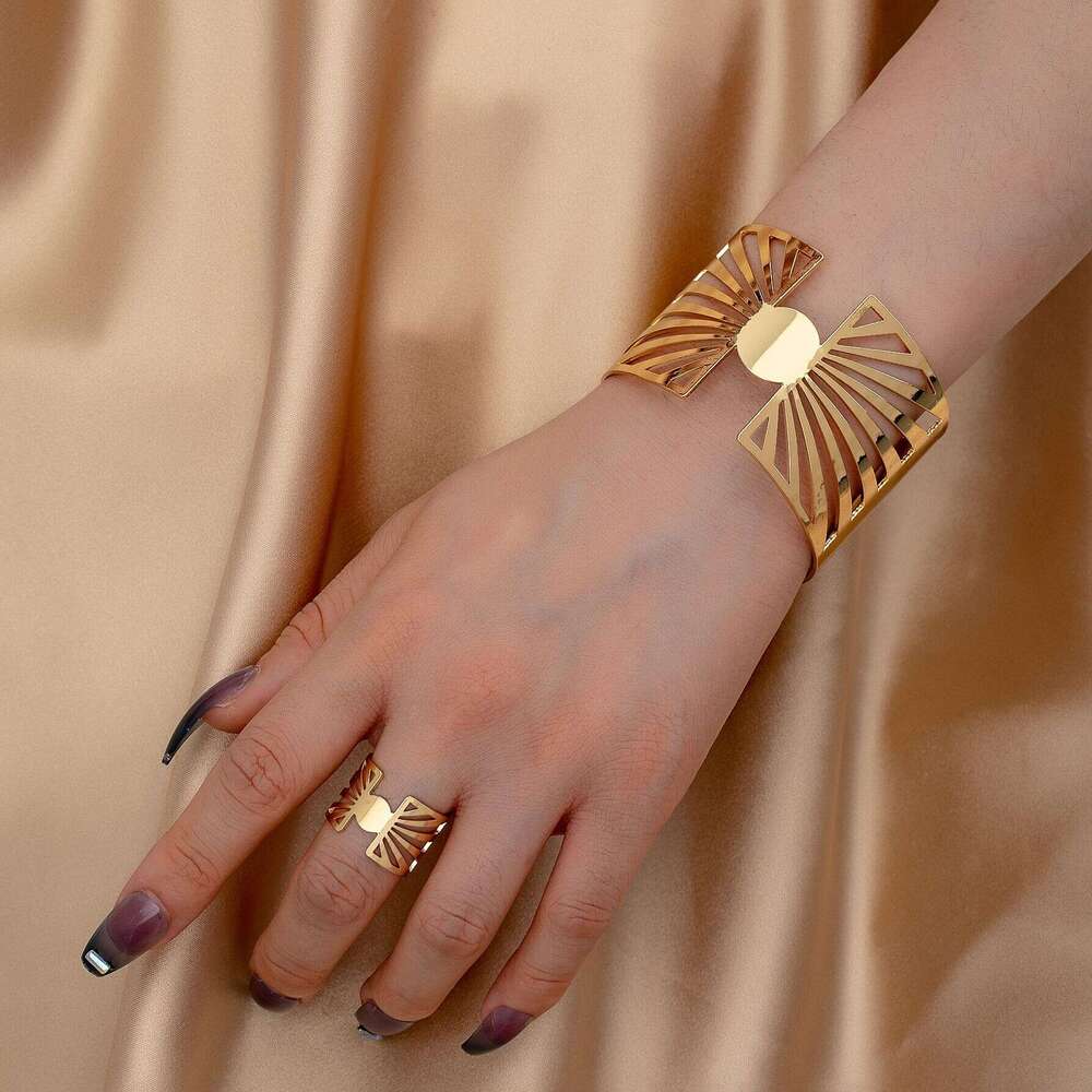 designer bracelet ring set exaggerated sun fashion irregular trend
