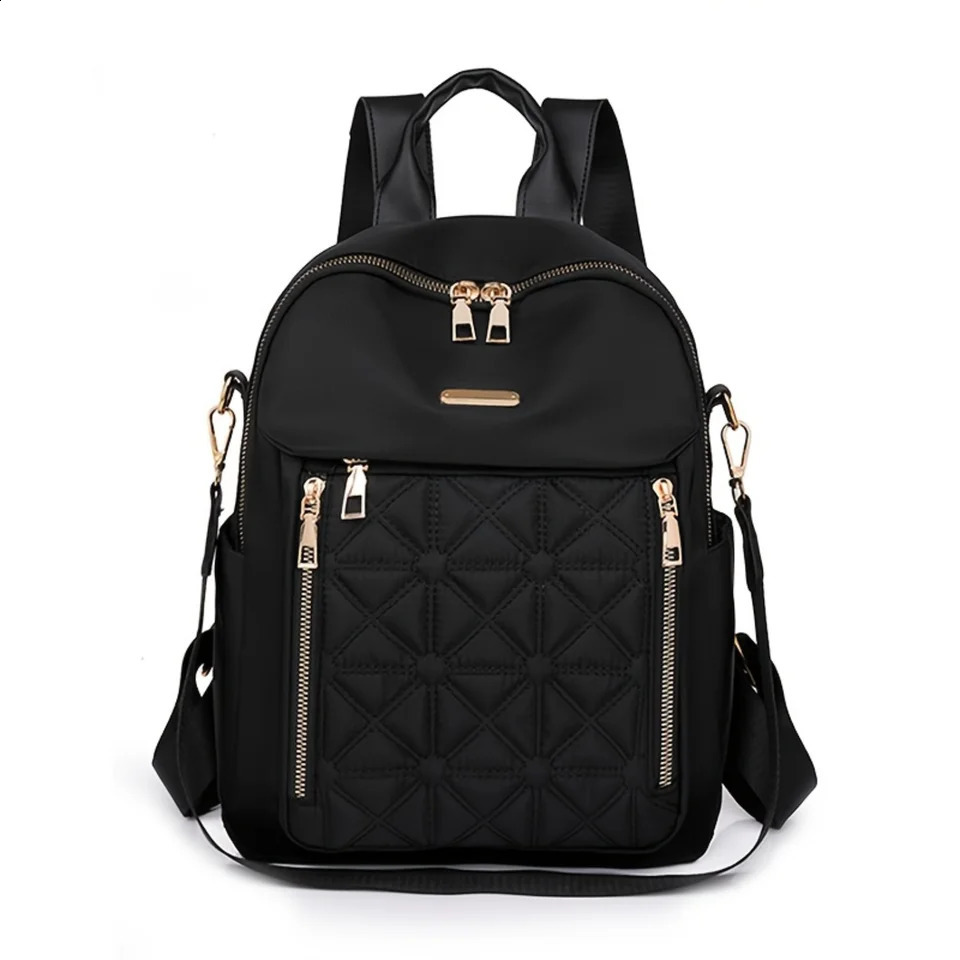 Ship from US Fashion Versatile Backpack Casual Double Zipper Large Capacity Travel With Multiple Compartments Womens Outdoor Comm 250304FBB