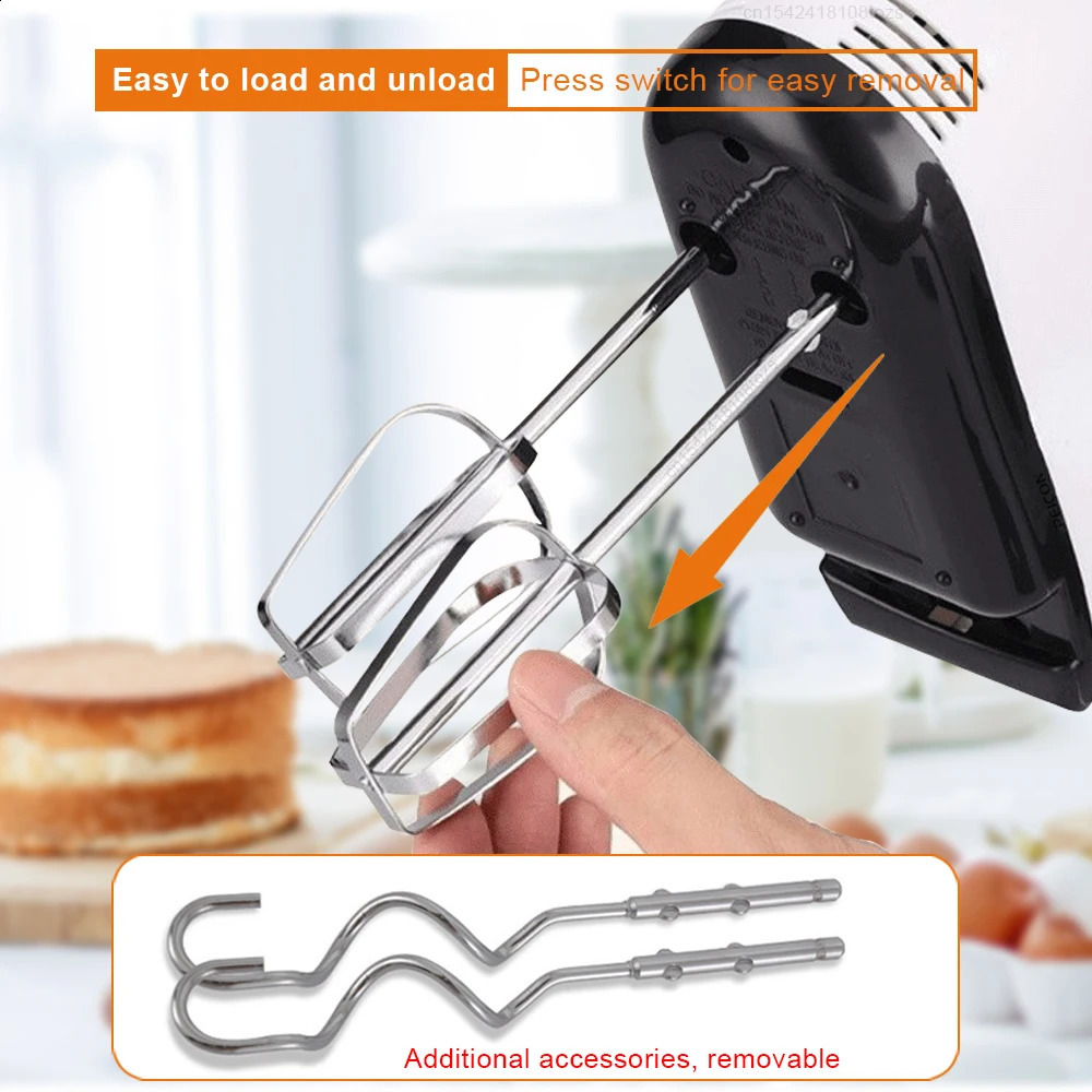 Electric Egg Beater Handheld Food Cake Bread Baking Dough Mixer for Kitchen Cooking 7 Speed Cream White Blender 250228