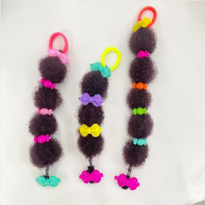 8PCS Kids Cute Small Bubble Puff Afro Elastic Band Beads Set for Girls Ponytail Hair Extension Accessories Braided 250227