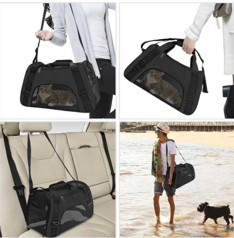 Portable Dog Cat Carrier Bag Pet Puppy Travel Bags Foldable Cats Handbag Travel Pet Bag Transport Bag 250205