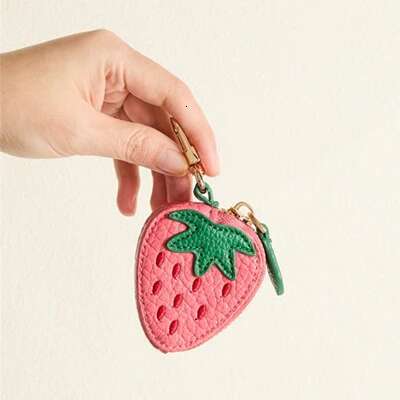 Strawberry Fruit Charm Coin Purse Cute Key Chain Mini Pouch Wallet Gift For Girl Women