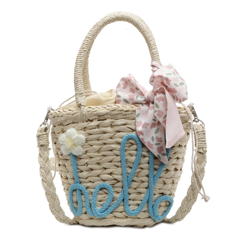 Handheld straw bucket for women 2025 new summer fashion woven single shoulder crossbody bag, vacation beach bag #swissmilitary