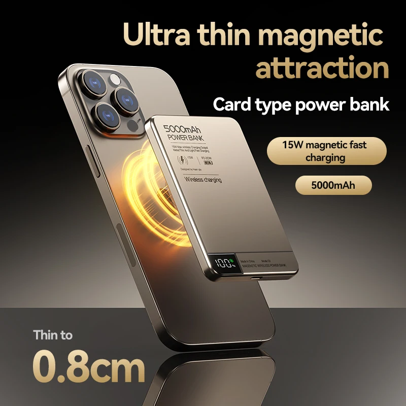 New High quality Alloy Fast Charger Power Banks With Gifts Backup Battery Powerbank Magnetic Wireless Phone Charger For Magsafe