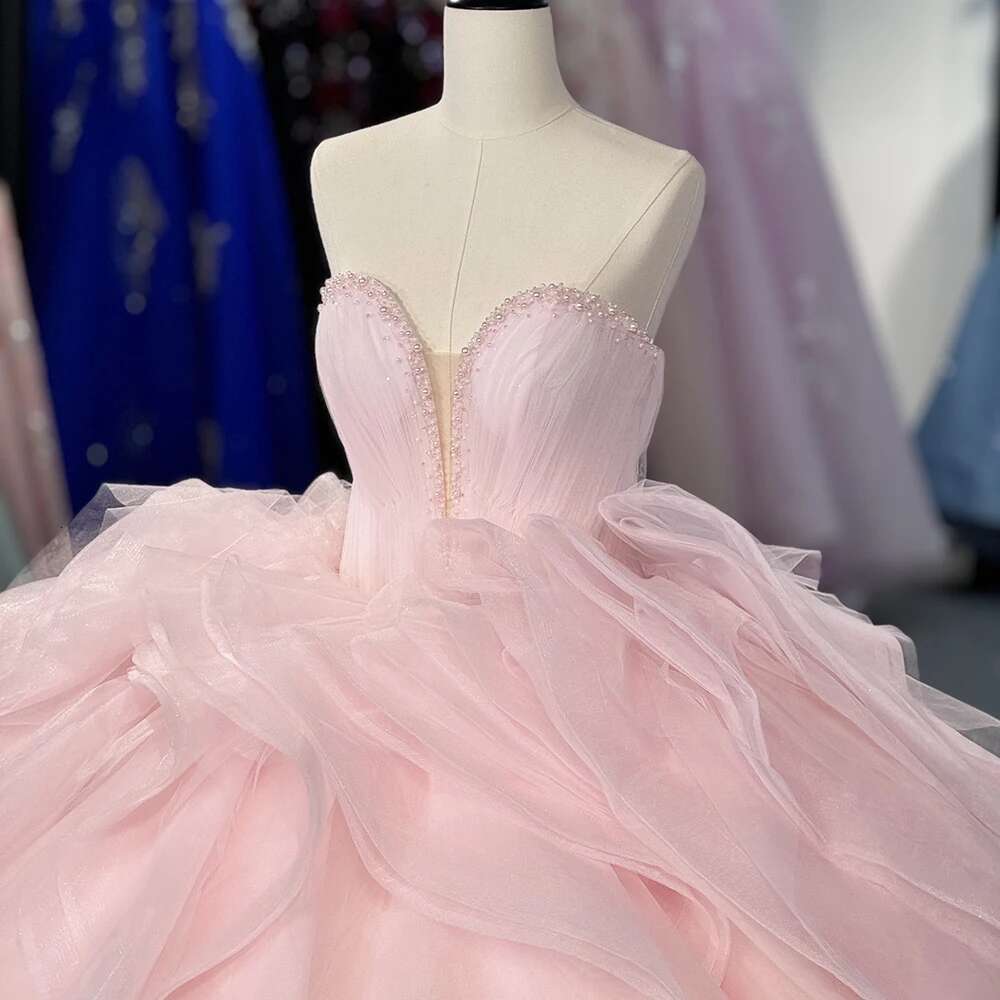 Bright pink quinceanera dress, strapless, party, lace, sleeveless, sweet 16, princess, zipper, 15 years, customized, dy1310