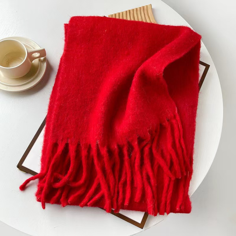 K014 Autumn and winter solid color scarf wool seahorse hair scarf women all-match high-end wear multi-color European and American shawl wholesale