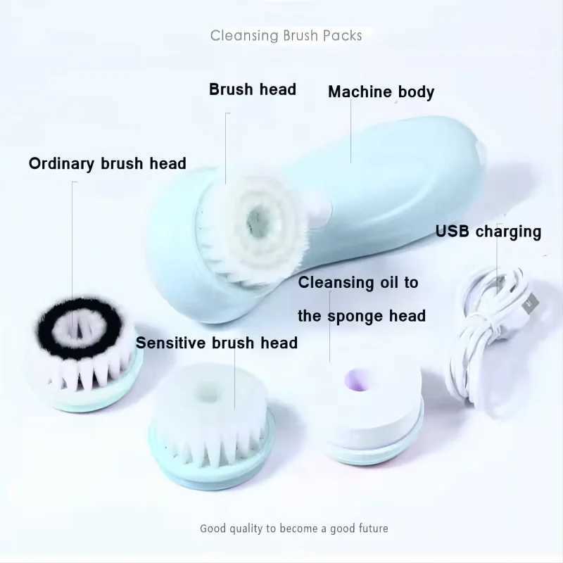 Electric Exfoliating Spin Cleanser Device Waterproof Deep Cleaning Massage Remove Blackhead Facial Cleansing Brush Face Scrubber W250228