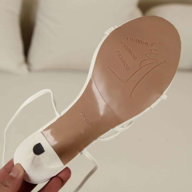 Women's Shoes Summer Cross Sandals Height Increasing Fashion White Plus Size Sexy Round Head Strap Slim Heel High Heels