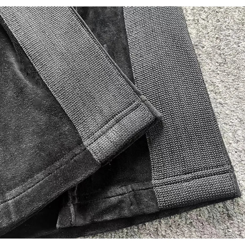 2025Needles Track Casual Black Velvet Drawstring Pants Men Women Jogger Striped Sweatpants Butterfly Embroidery Track Trousers 250227
