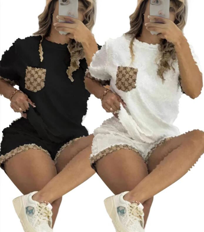 Designer Tracksuit 2025 Womens Short Suit Green Luxury T-shirt+Shorts 2 Piece Sets Fashion Casual Soft Jogging Trend Outfits Clothing Free Ship