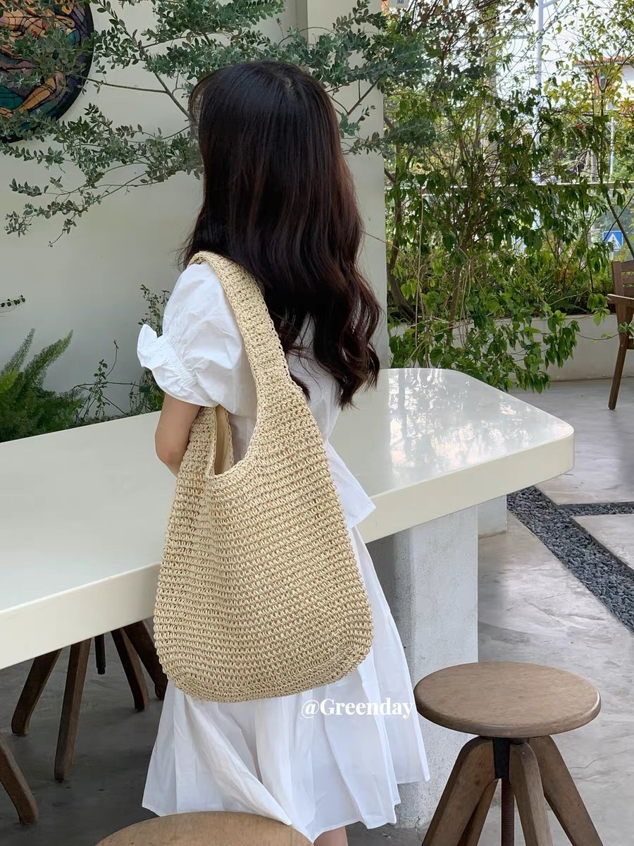 Grass bag for women in 2025 new summer beach vacation single shoulder forest series handmade woven bag, large capacity #swissmilitary