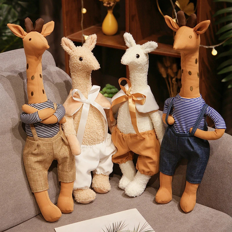 INS Kawaii Animal Baby Bedroom Accommodation Doll Cute Giraffe Plush Toy Childrens Stuffed Alpaca Doll Childrens Comfortable Toy 250226