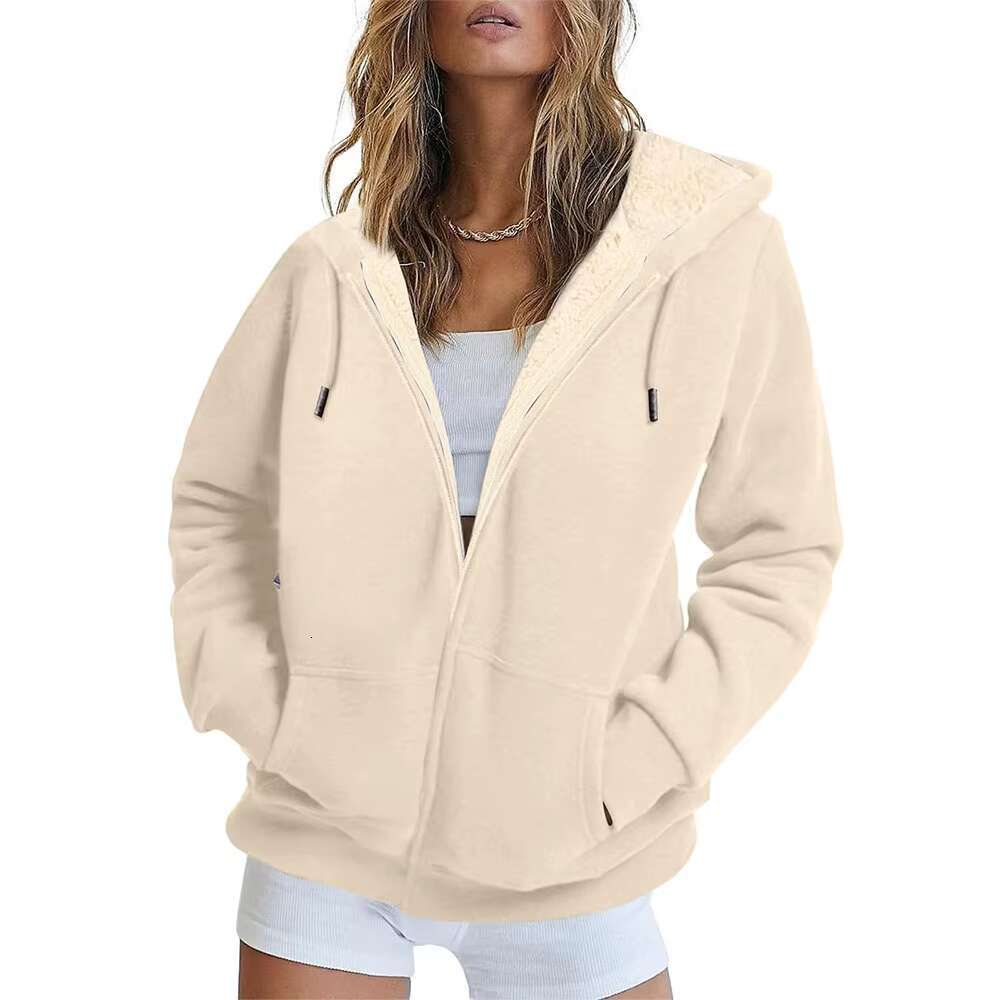 Plus Size Womens Fleece Zip Up Casual Ed Hoodies