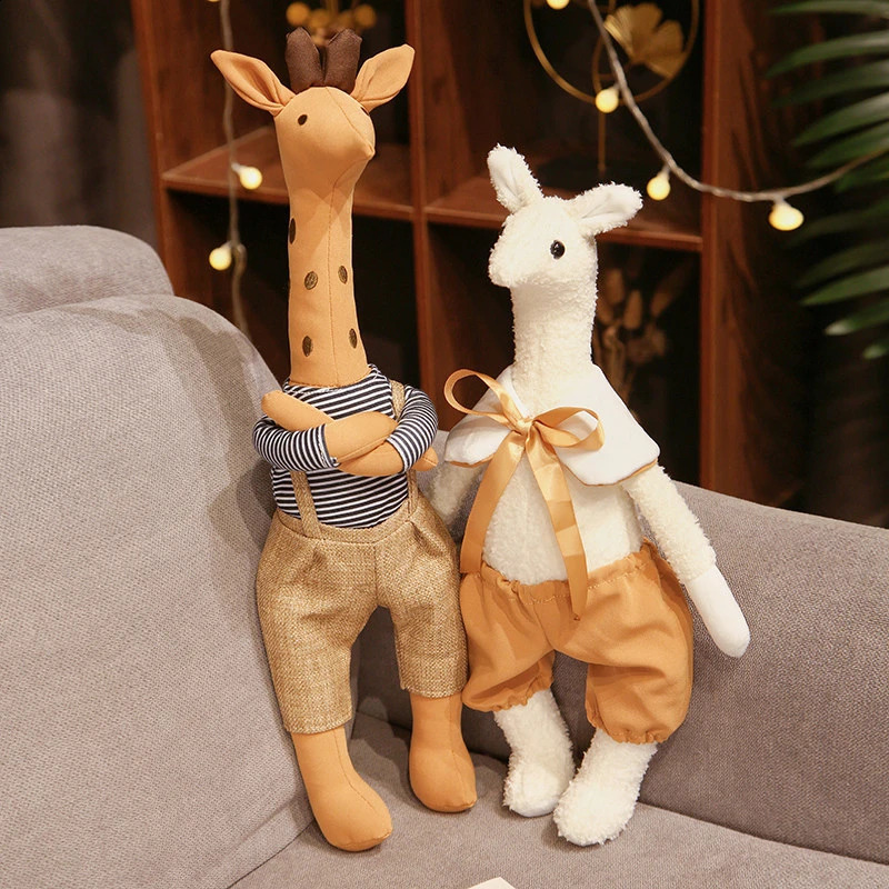 INS Kawaii Animal Baby Bedroom Accommodation Doll Cute Giraffe Plush Toy Childrens Stuffed Alpaca Doll Childrens Comfortable Toy 250226