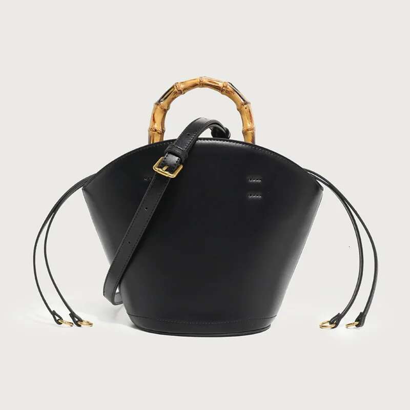 New Spring/Summer Niche Design Bamboo Handle Vegetable Basket Bucket Bag Single Shoulder Diagonal Cross Handbag