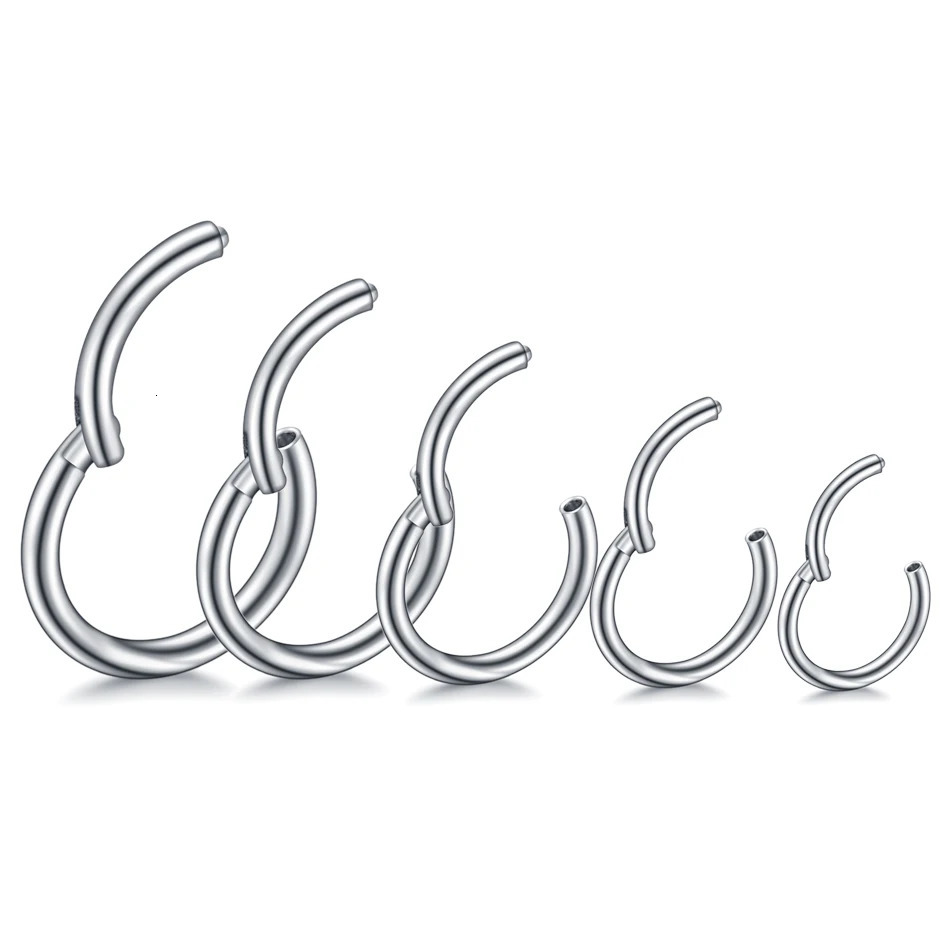 50/100Pcs Round Ear Helix Hoop Earrings 16G 20G Stainless Steel Hinged Segment Nose Piercing Body Jewelry Wholesale 6-16mm 250227