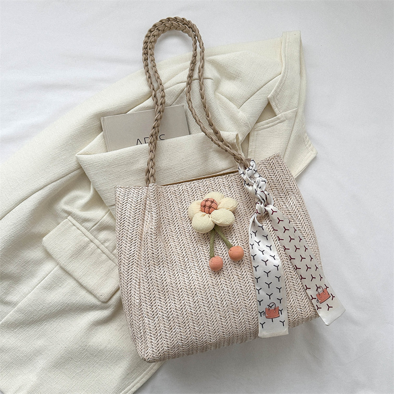 2023 Summer New Beach Vacation Tote Fashionable Casual Shoulder Women, Small and Simple Grass Woven Bag for Women #swissmilitary