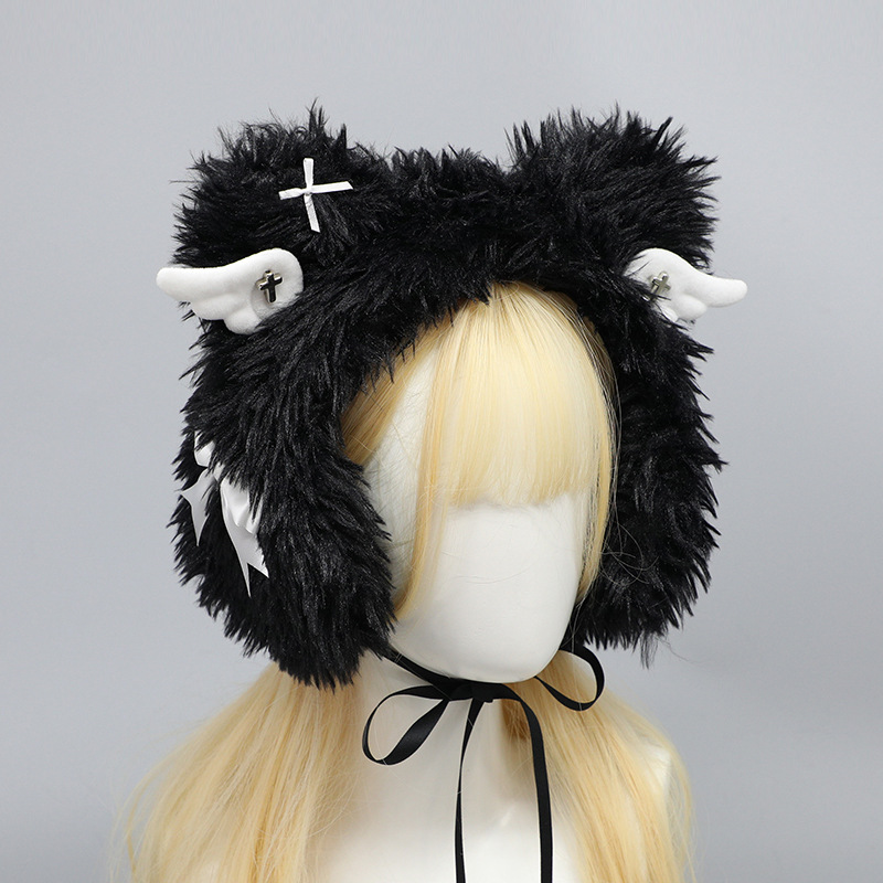 Headbands Faux leather headband Headband white subculture rock dark cute dog
