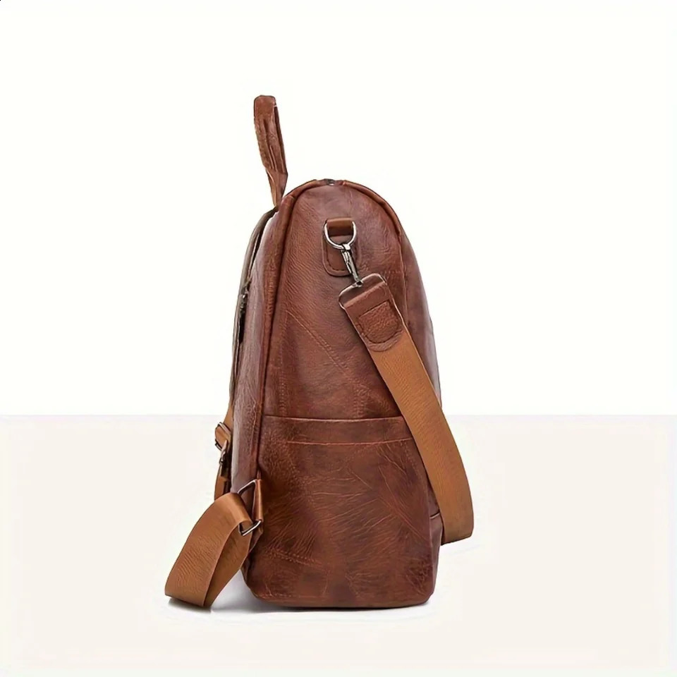 Ship from US Convertible PU leather backpack Fashion Casual Large Capacity aypack Shoulder Bag Travel Schoolbag 250227FBB