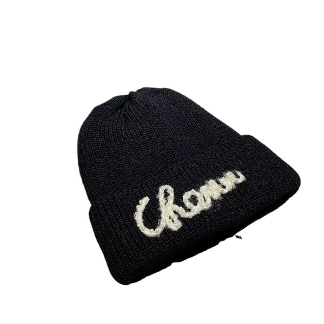 BeanieSkull Caps Xiaoxiangfeng Correct Edition AutumnWinter Internet Celebrity Fashion Blogger Recommended Pearl Knitted Hat Soft and Comfortable K H2