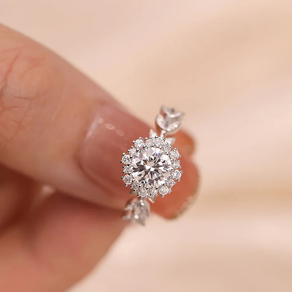 Snowflake Engagement Rings for Women 1carat D Color Diamond Wedding Ring with Gra Certificate 925 Silver Fine Jewelry 250219