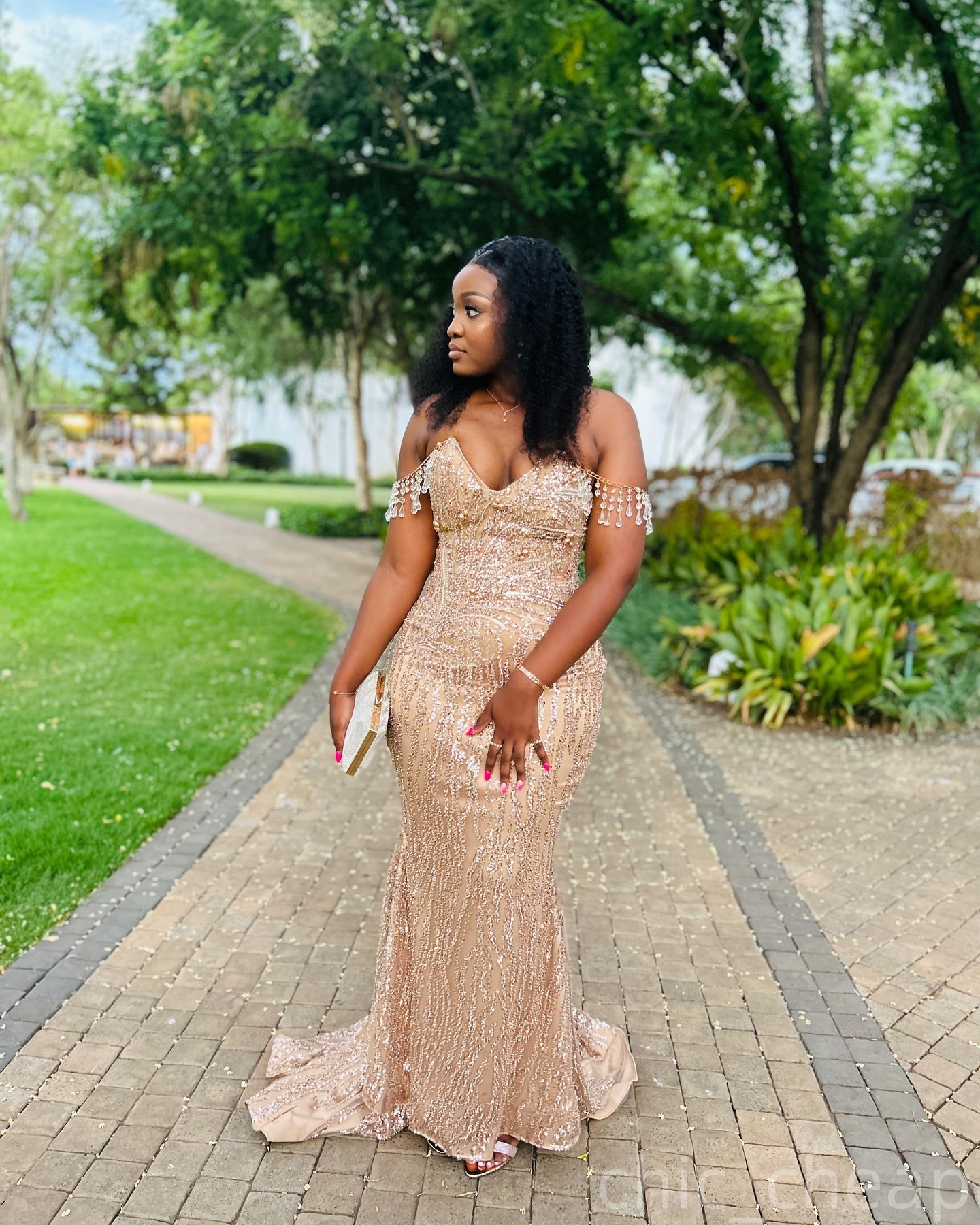 Gold Illusion Mermaid Prom Dresses 2025 Sequined Pearls Crystals Evening Formal Party Second Birthday Engagement Gowns Plus Size Dress For Special Occ